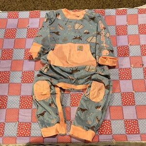 Carhartt Dusty Blue and Light Peach Baby Coverall